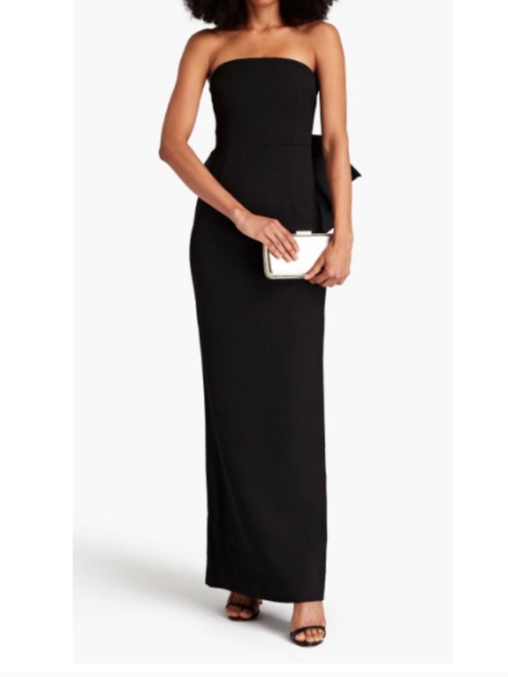 Rebecca Vallance Strapless Black Column Gown with oversized bow